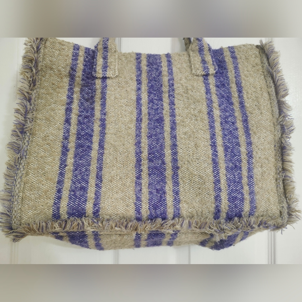 Sandro Purple and Tan Fringed Tote Bag - Picture 2 of 16